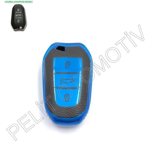 Citroen Aircross Ds3 Ds4 Ds5  Anahtar Kılıfı Sustasız Süperlüx Mavi