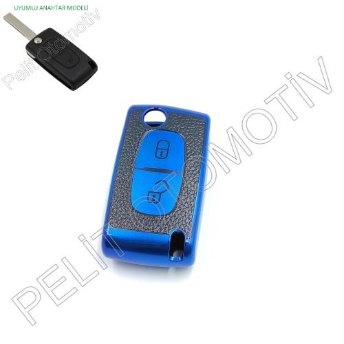 Citroen  Xsara Picasso Berlingo  Süperlüx Anahtar Kılıfı 2 Tuşlu Mavi