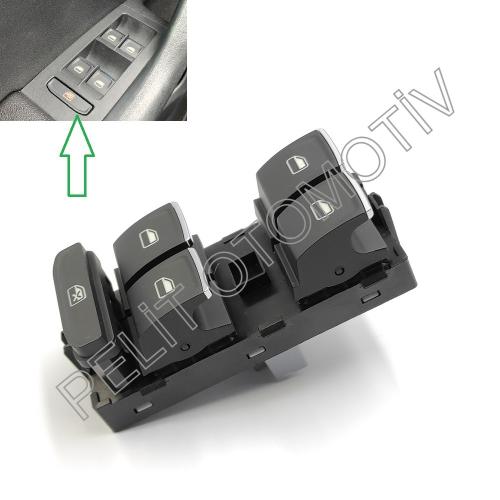 Ovtavıa Sol Dörtlü Cam Açma Düğmesi 5E0959857A Krom