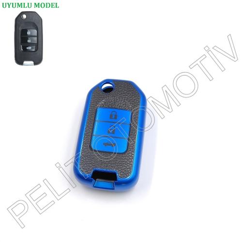 Honda Crv Hrv  Sustalı Anahtar Kılıf Süperlüx Mavi