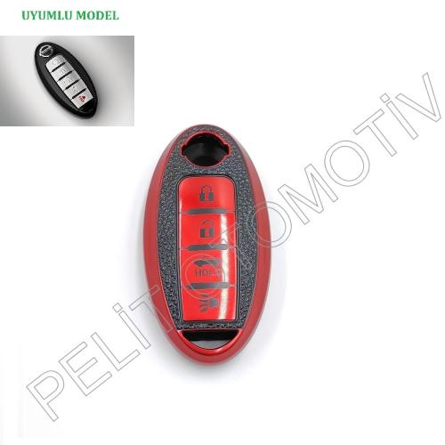 Nissan Juke Micra Anahtar Kılıfı Süperlüx 4 Tuş Kırmızı