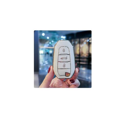 Citroen C3 C4 Elysee C5 Aircross Ds3 Ds4 Ds5 Süperlüx Anahtar Kılıfı Beyaz