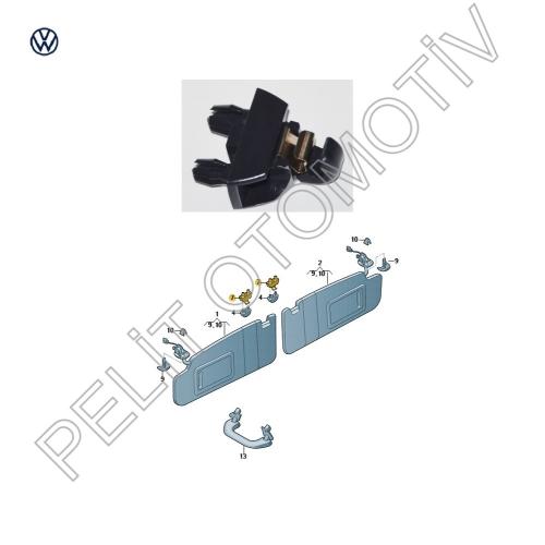 Polo Güneşlik Braketi Tavan klips 1S0857561 Siyah (2010-2018)