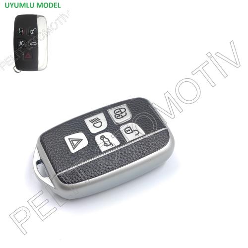 Range Rover 5 Tuş Anahtar Kılıf Süperlüx Gümüş