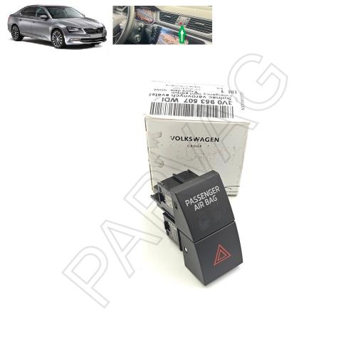 Superb Dörtlü Flaşör ve Passenger Airbag Düğmesi 3V0953507 WDI (2015-2024) Orijinal